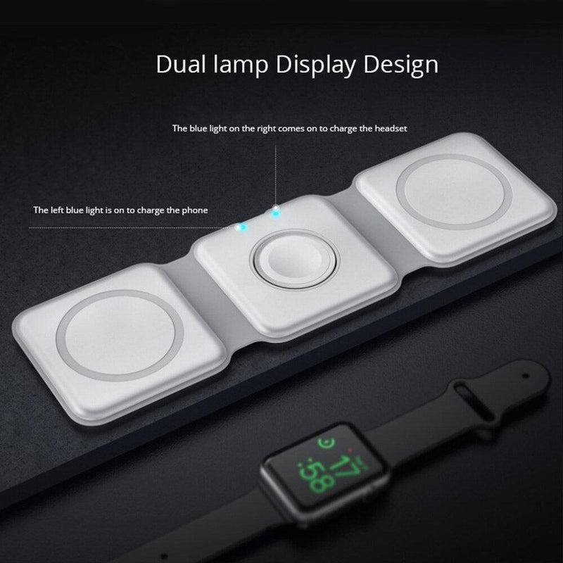 Carregador Magnético 3 em 1 Portátil Para iPhone, Apple Watch e Airpods - Smart Pear