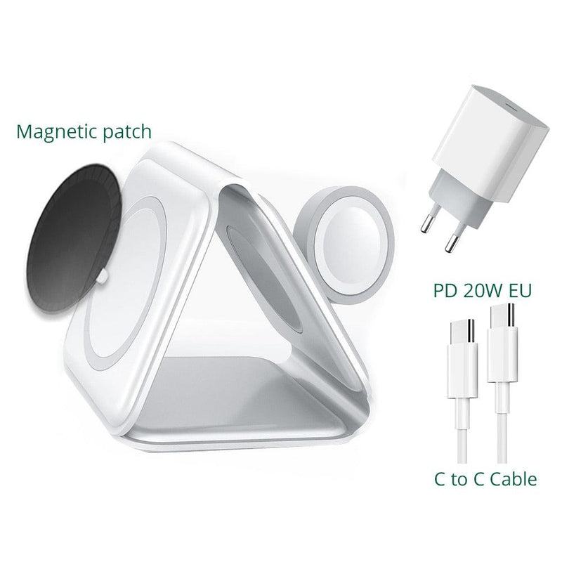 Carregador Magnético 3 em 1 Portátil Para iPhone, Apple Watch e Airpods - Smart Pear